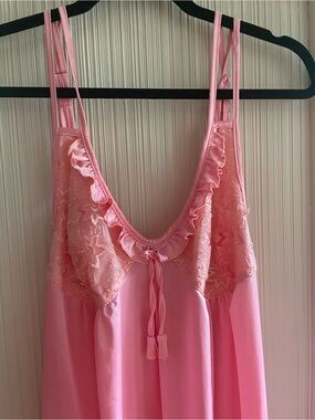 Vintage Pink Lace-Trim Nightdress Slip